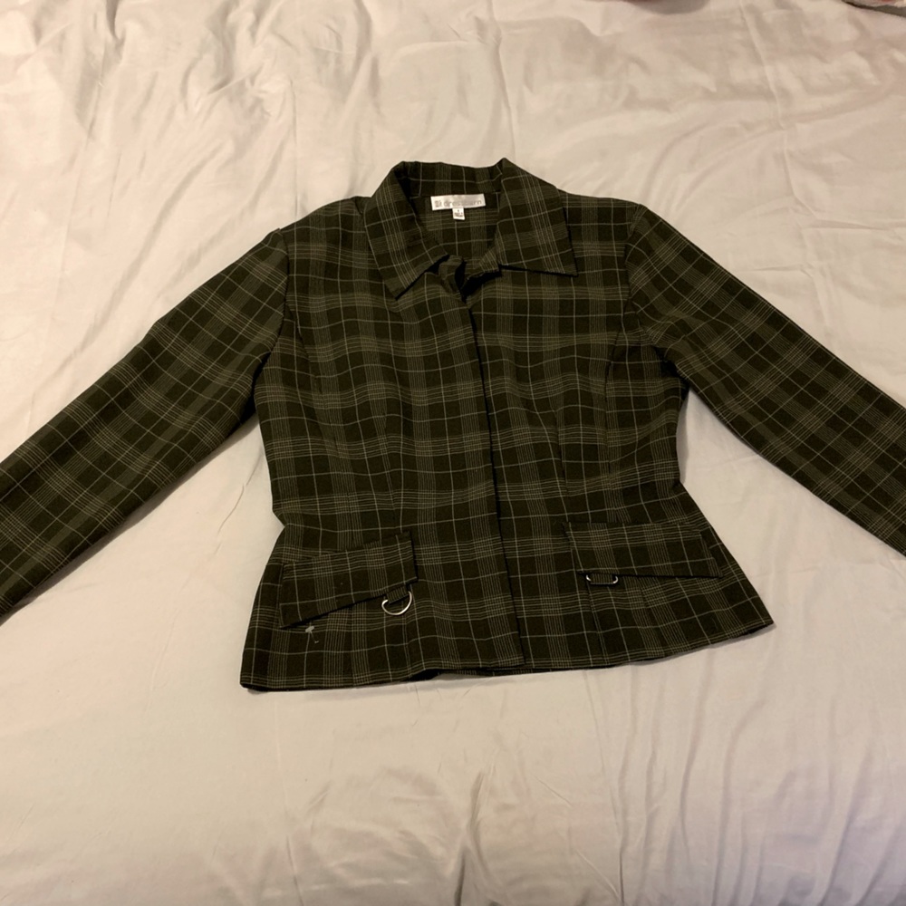 Plaid retro green jacket (size 8)